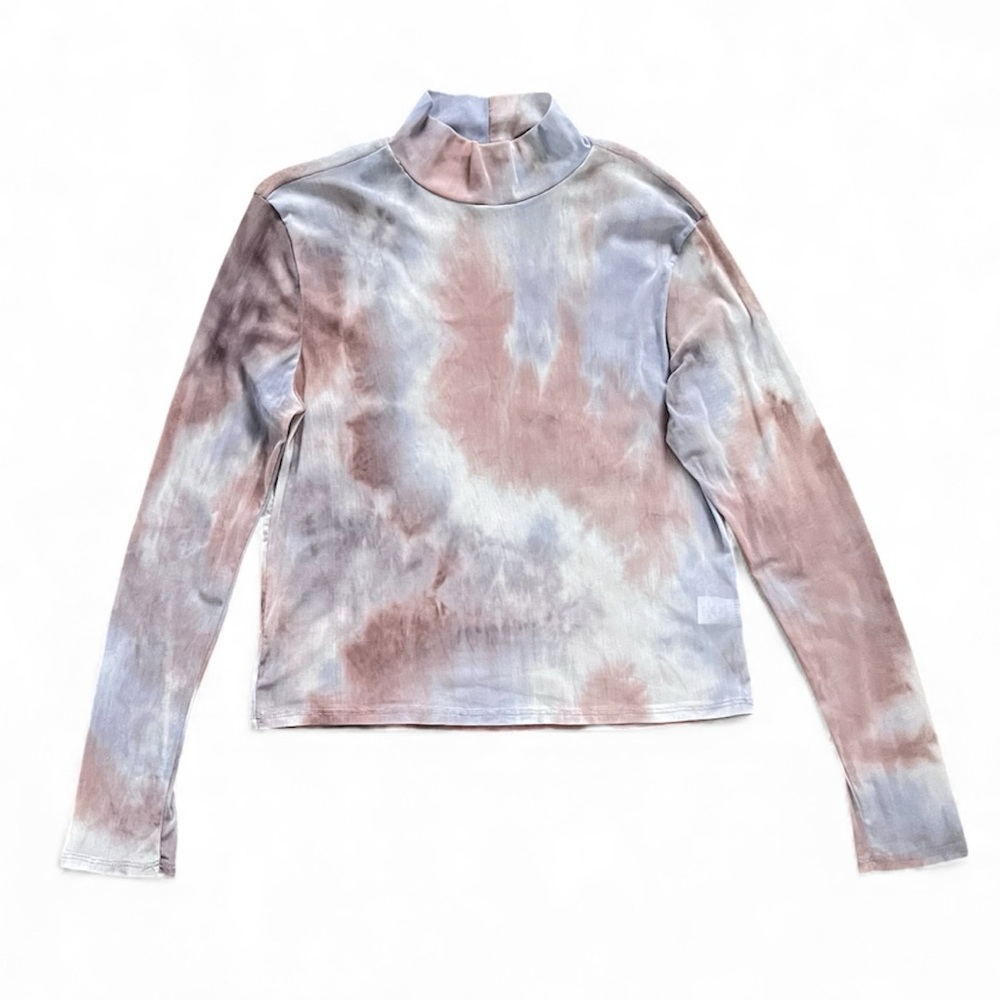 Antistar Sheer Mesh Y2K Style Long Sleeve Rollneck Top Tie Dye Pastel Medium